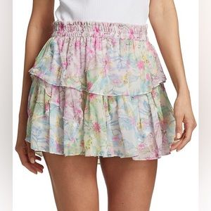 LOVESHACKFANCY Ruffle Mini Skirt in Tropical Sunrise - Medium
